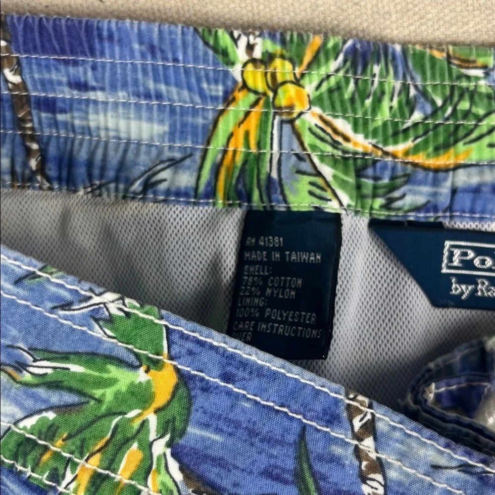 Polo Ralph Lauren Blue Tropical Print Swim Trunks Size: XXL